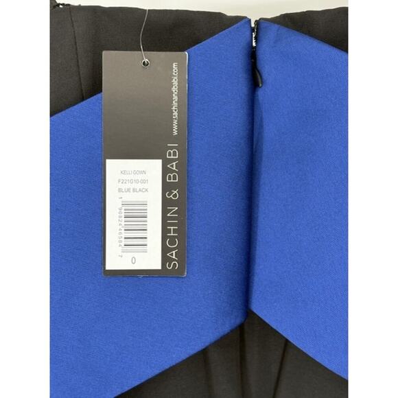 SACHIN + BABI “Kelli” Off-the-Shoulder Gown in Blue and Black – Size 0 NWT - Picture 6 of 9